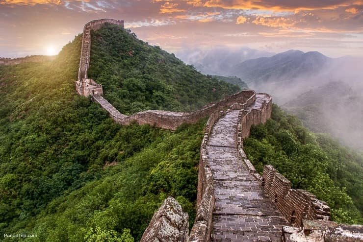 The Great Wall of China in clouds