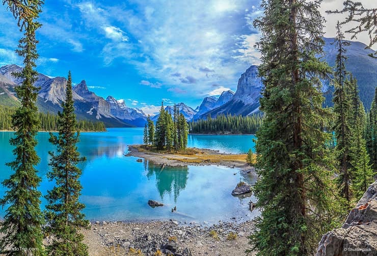 Beautiful Spirit Island in Maligne Lake, Jasper National Park, Alberta, Canada