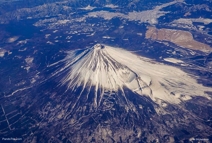 Aerial Drone view of Mount Fuji, Japan