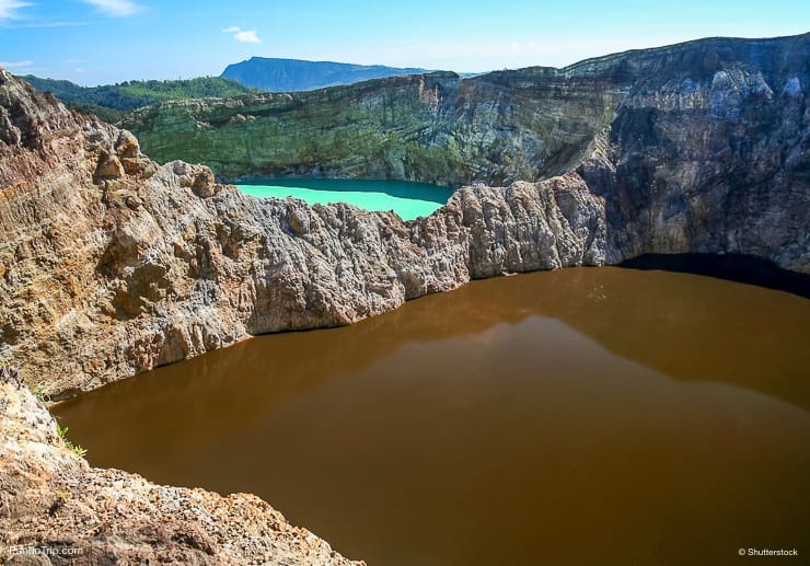 Crater lakes of various colours of the stunning Kelimutu Volcano, Flores Islands, Indonesia