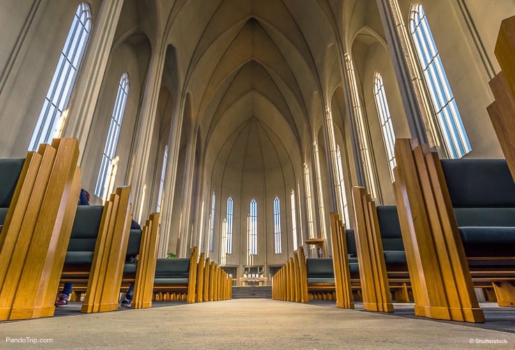 Inside the Hallgrimskirkja church in the center of Reykjaivk, Iceland