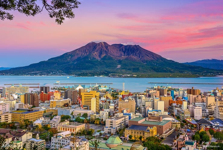 Kagoshima Lansdcape with with Sakurajima Volcano in Japan