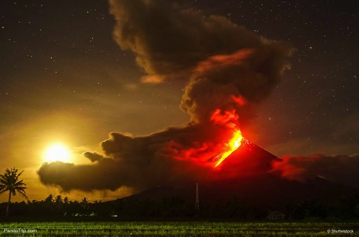 Mayon Volcano Eruption in 2018. Albay, Philippines