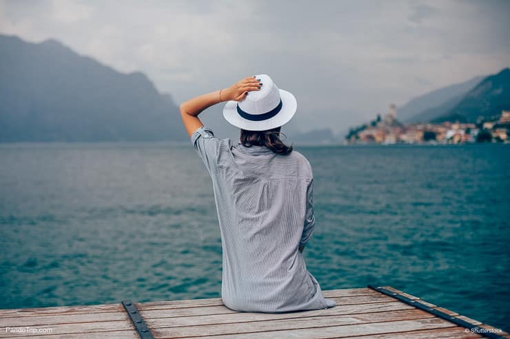 Women looking at Lake Garda, Italy