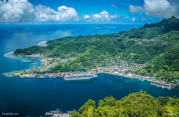 Aerial Drone View of Pago Pago, Tutuila, American Samoa