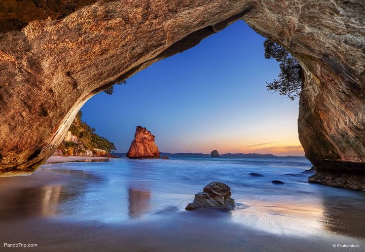 Cathedral Cove at sunrise, Coromandel Peninsula, New Zealand