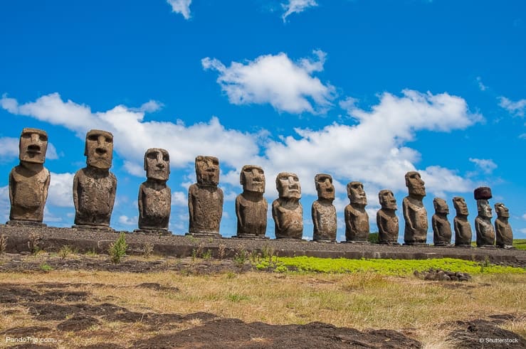 Moais in Ahu Tongariki, Easter island, Chile