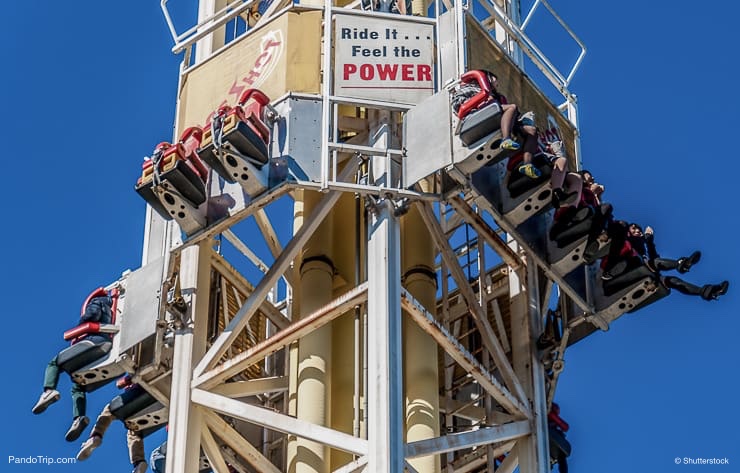 The Space Shot tower ride at Hanayashiki Amusement Park in Asakusa, Tokyo
