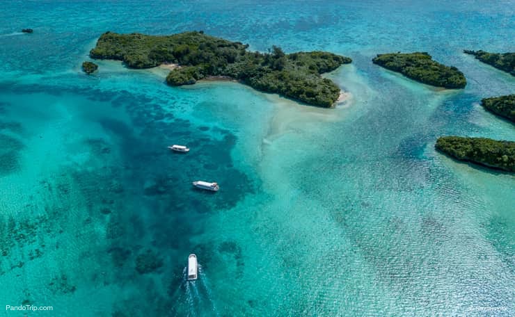 Aerial view of Kabira Bay, Okinawa, Japan