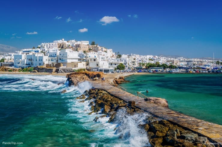 Aerial view of Chora Old Town on Naxos, Greece