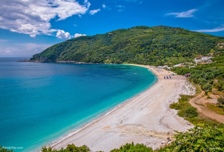 Beautiful Lichnos beach near Parga village, Greece