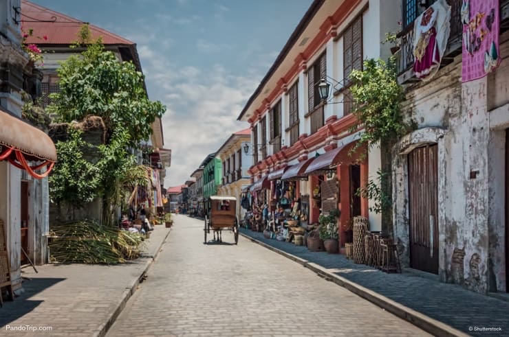 Cobblestone streets of Vigan in Philippines