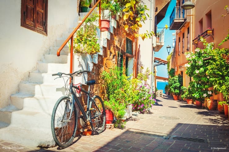 Narrow stone streets of Chania, Crete, Greece