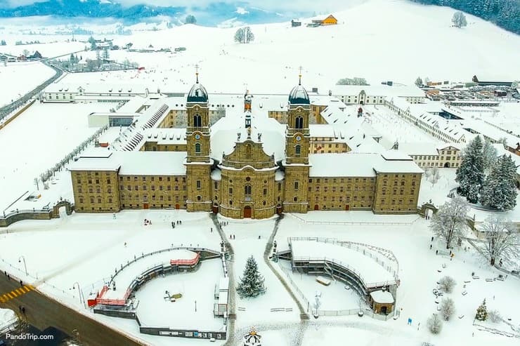 Benedictine monastery during winter, Einsiedeln, Switzerland