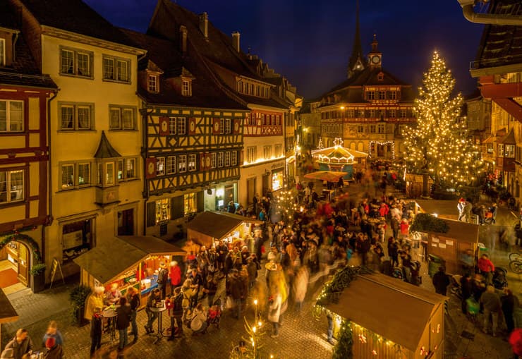 Christmas Market at City Hall square, Stein am Rhein, Switzerland