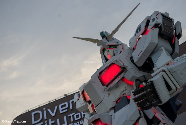 Closeup of Unicorn Gundam Statue, Odaiba, Tokyo, Japan