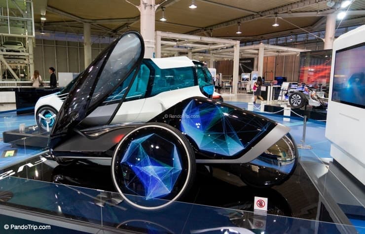 Futuristic cars at Toyota Mega Web in Odaiba, Tokyo, Japan