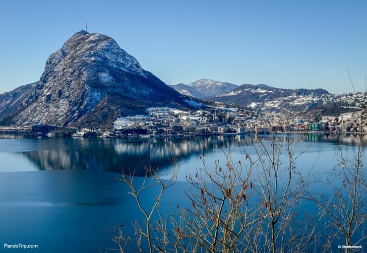 Lugano town in Switzerland during winter