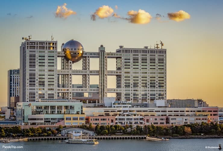 The futuristic Fuji TV Building in Odaiba, Tokyo, Japan