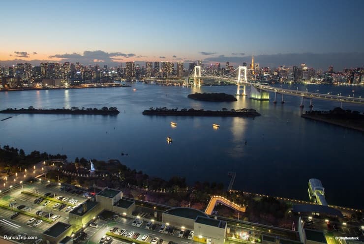 View from Fuji TV Building Observation Deck in Odaiba, Tokyo, Japan