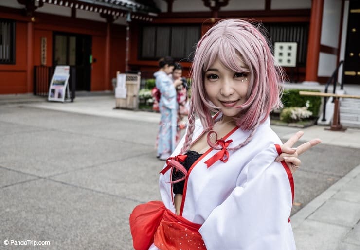 Japanese girl near Sensoji Temple in Asakusa