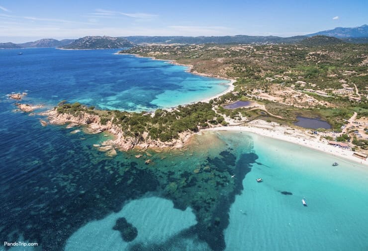 Aerial view of Palombaggia beach, Corsica Island, France