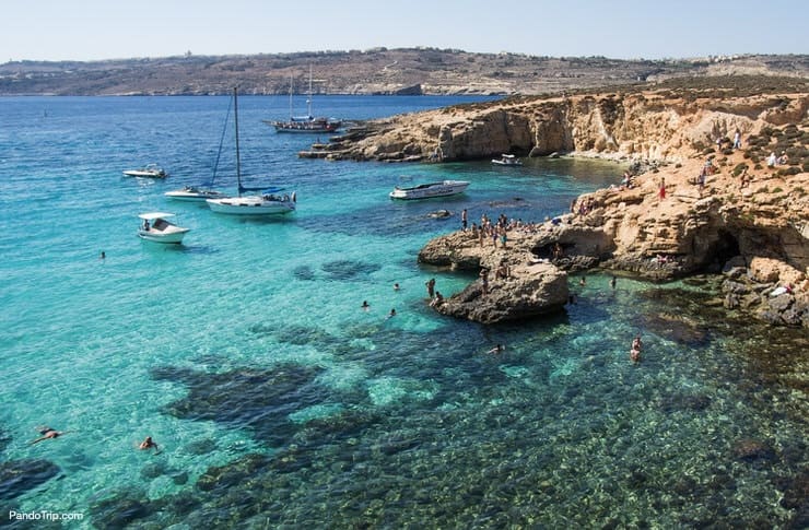 Blue Lagoon and mountainous coast, Malta