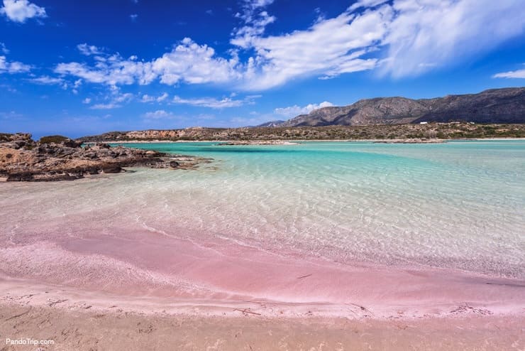 Famous, pink sand Elafonissi beach on Crete, Greece