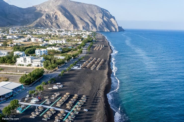 Perissa beach on Santorini Island