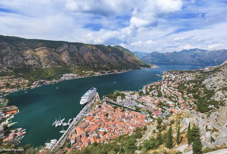 View of Bay of Kotor and Old Town, Montenegro