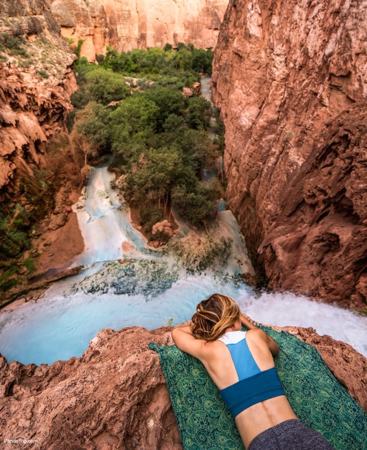 At the top of Havasu Falls