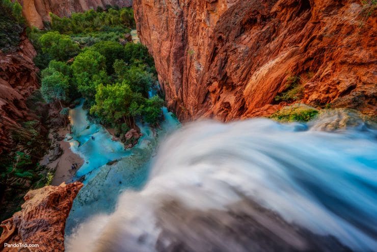 Looking down from the top of Havasu Falls