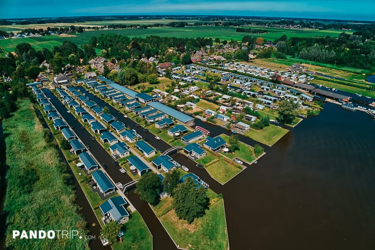 Aerial view of Giethoorn village in the Netherlands