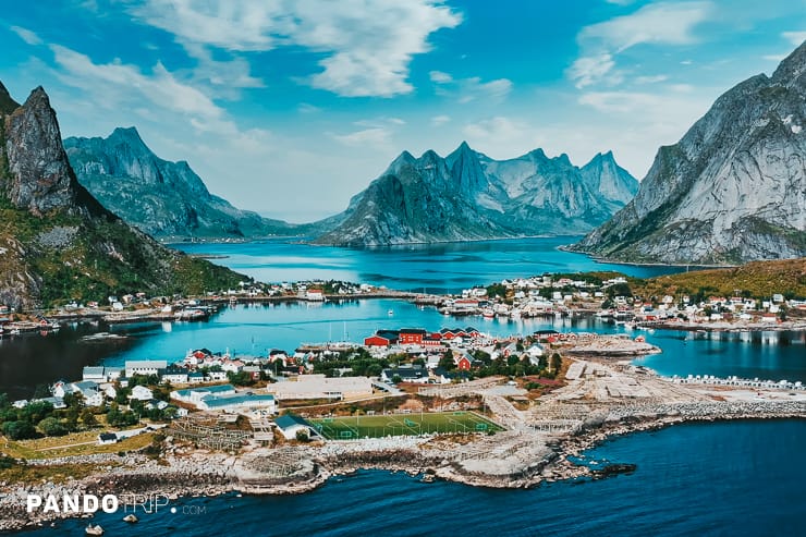 Aerial view of Hamnoy during the day