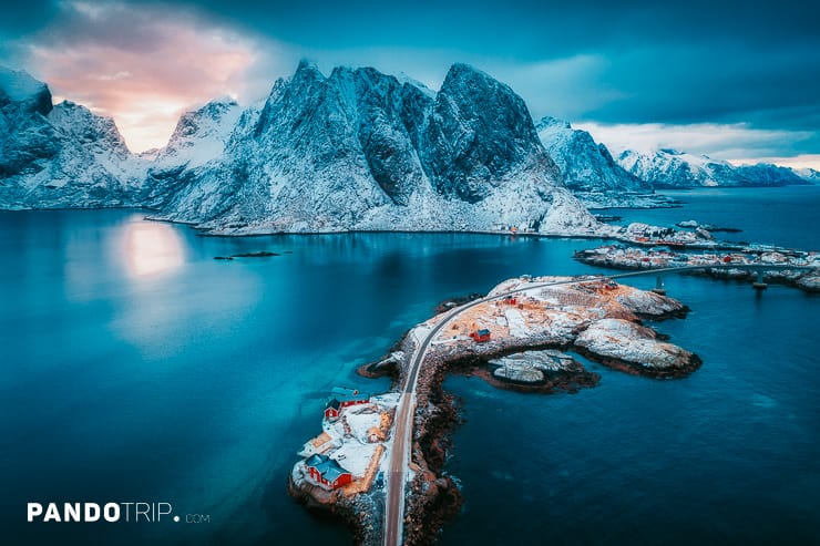 Aerial view of Hamnoy on Lofoten islands, Norway