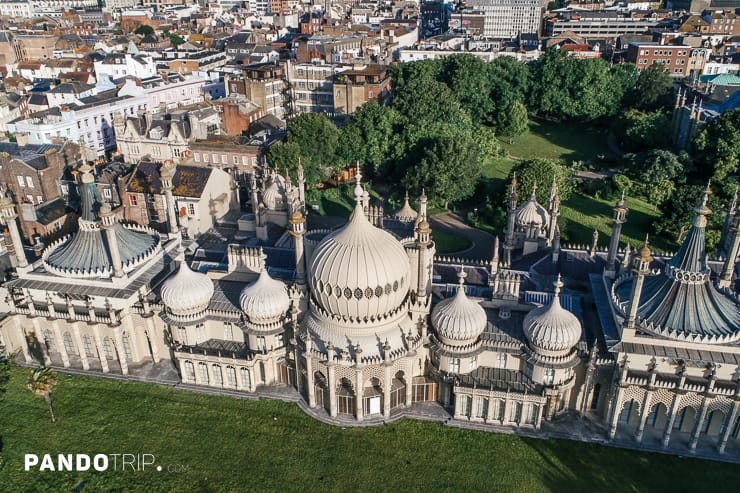 Aerial view of Royal Pavilion, Brighton, England