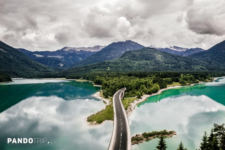 Karwendel mountains and Sylvenstein Lake in Bavaria