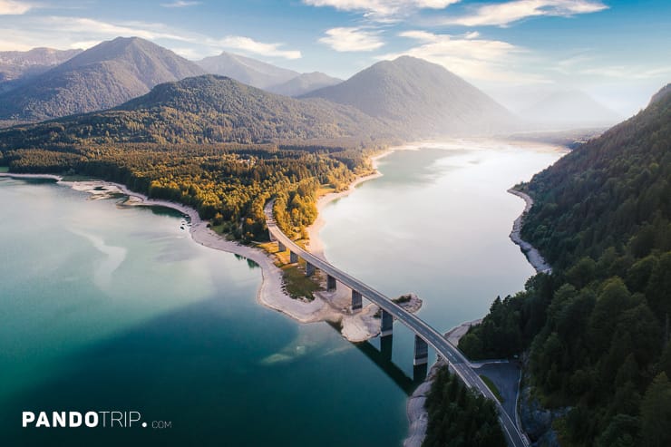 Sylvenstein Lake in Bavaria, Germany