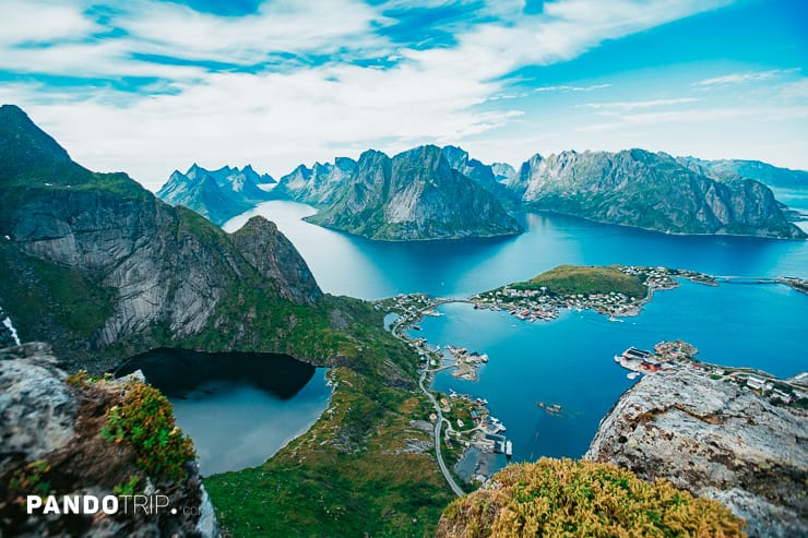 View from the top of Reinebringen, Lofoten islands, Norway