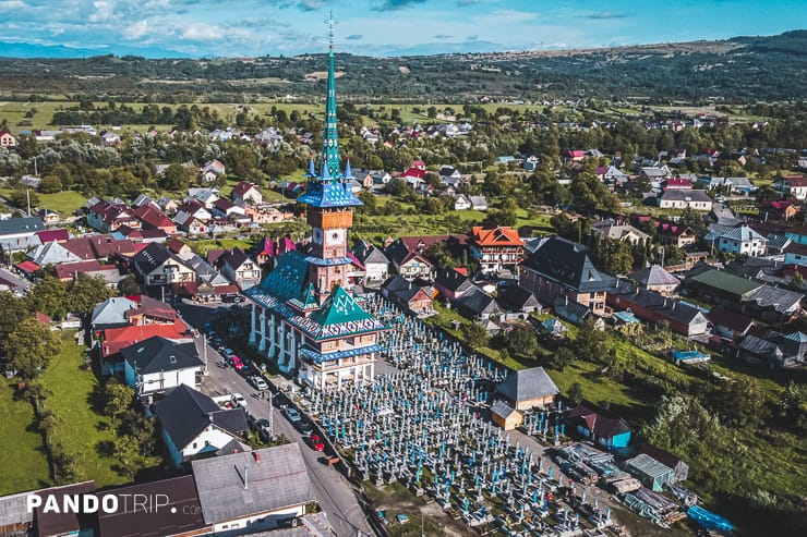 Aerial view of Merry Cemetery, Romania