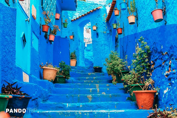 Blue stairs in Chefchaouen, Morocco