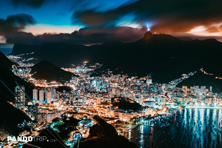 Christ the Redeemer at night