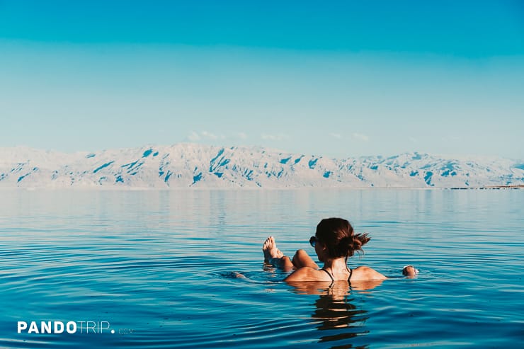 Floating on Dead Sea in Israel