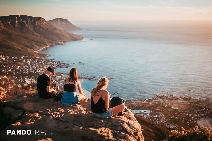 Atlantic Ocean and Cape town from Lion's head in South Africa