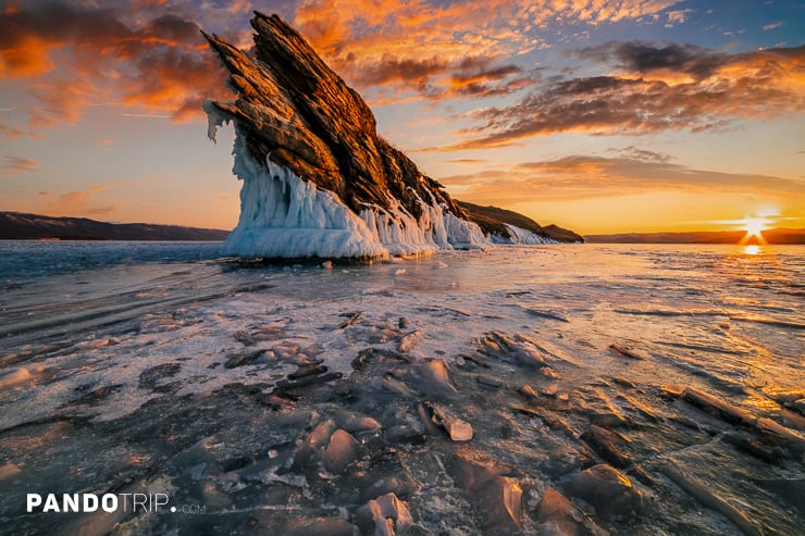 Frozen Rock on Lake Baikal