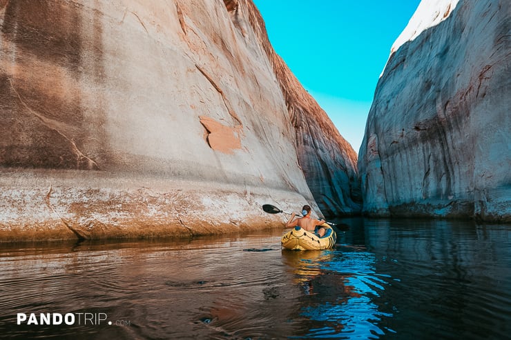 Kayaking in in Lost Eden Canyon, Lake Powell