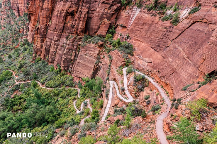 Switchback hiking trail leading up to Angel's Landing in Zion National Park
