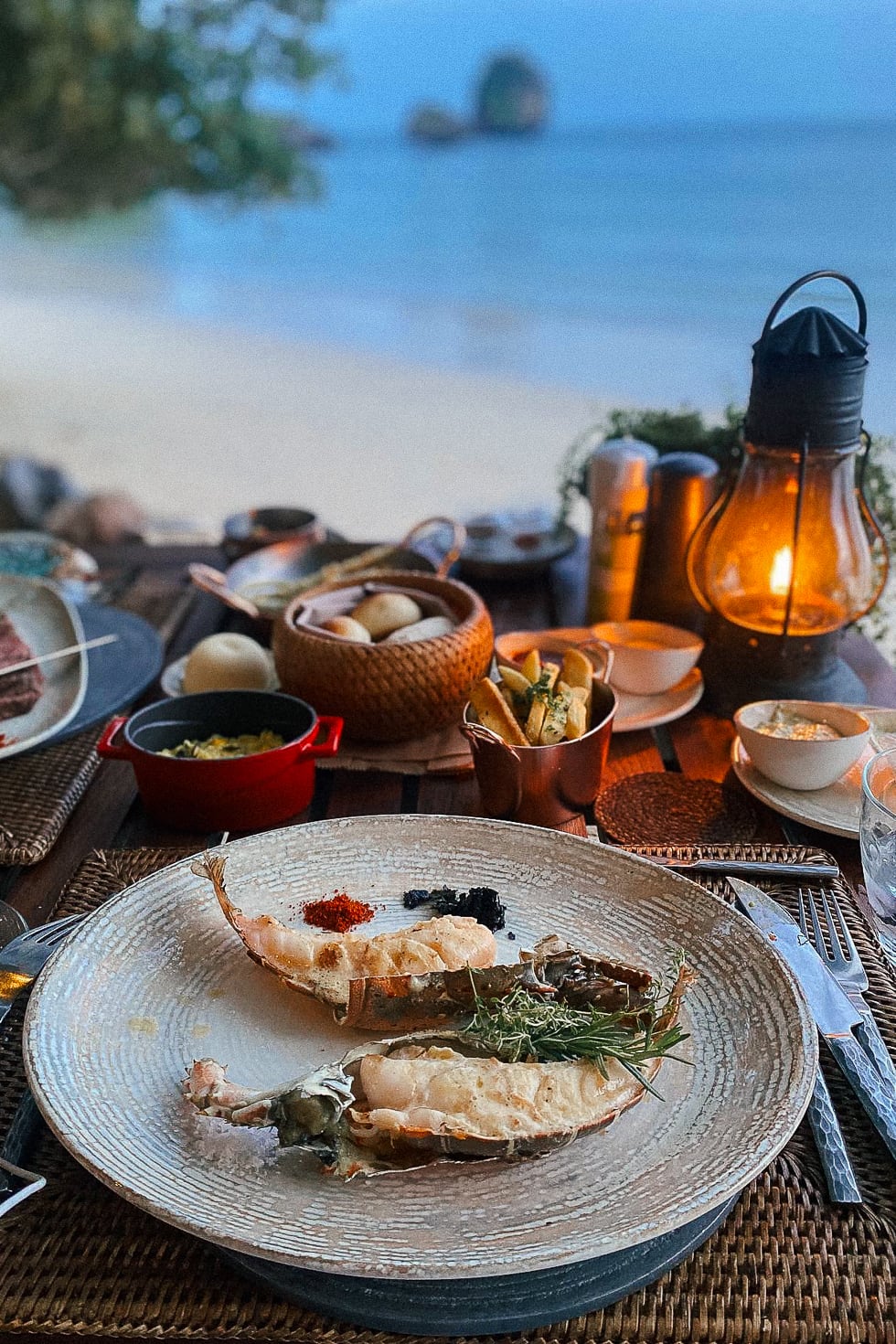 Food at the Grotto restaurant, Krabi, Thailand