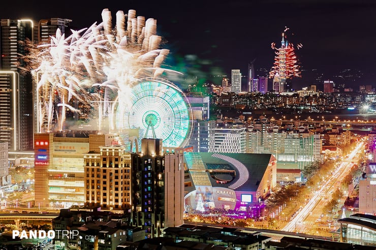 Fireworks show on New Year's Eve in Taipei