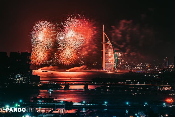 New Year's Fireworks near Burj Al Arab, Dubai